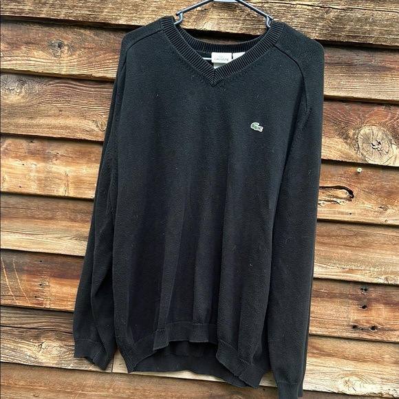 Lacoste Other - Lacoste Black V-Neck Sweater Classic Knit Design
